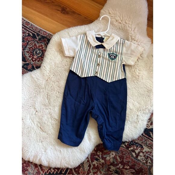 Vintage Nautical Boys Dress Romper - Picture 1 of 5
